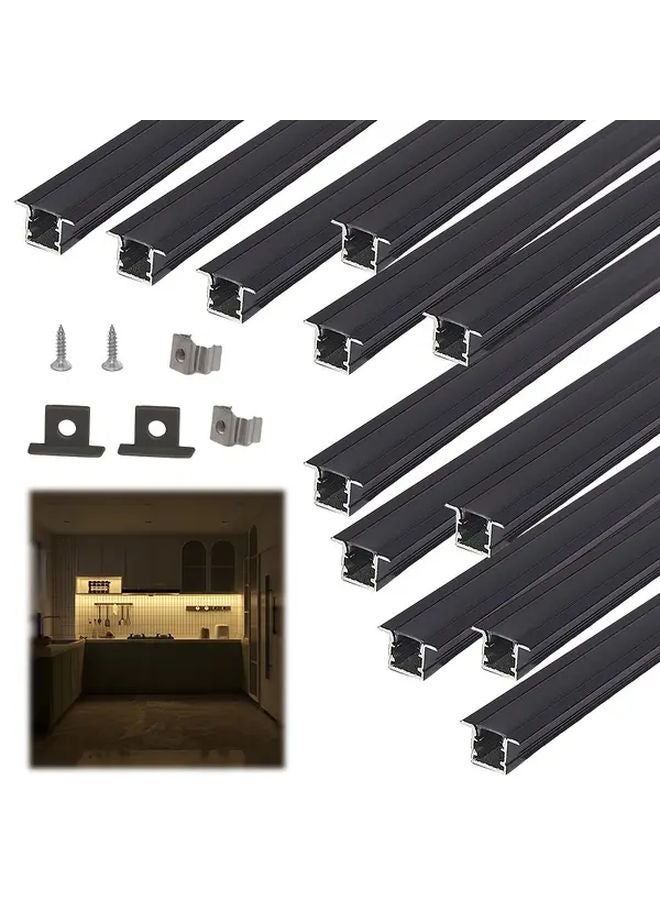 12pcs Black Aluminum LED Profile System 50cm 19 69in Easy Tool Free Installation - Image 3